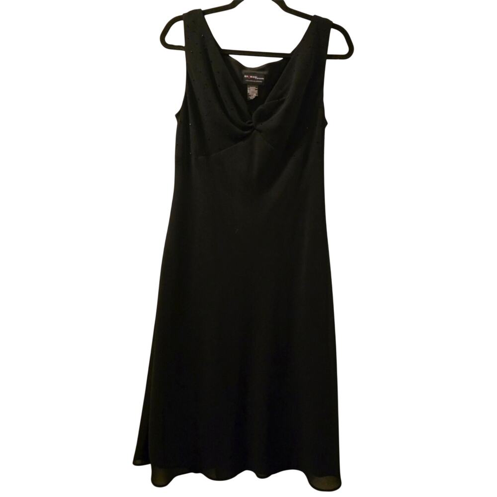 Axcess Y2K Baby Doll Dress Black Sheer Lined Elegant Black Sleeveless Sz 14 LBD